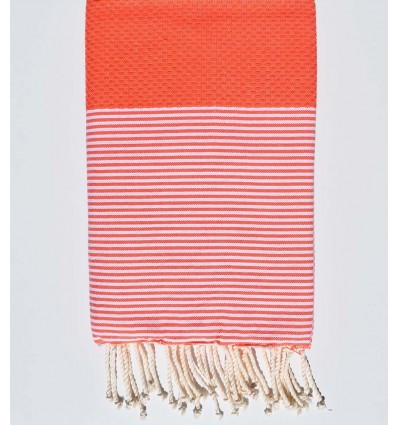 Serviette de plage nid d'abeille corail