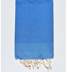 Fouta nid d'abeille unie bleu