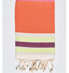 light pink, orange, white cream green, neon yellow and purple beach towel