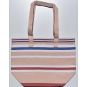 Borsa da spiaggia in pelle, bianco, rosso carminio e blu