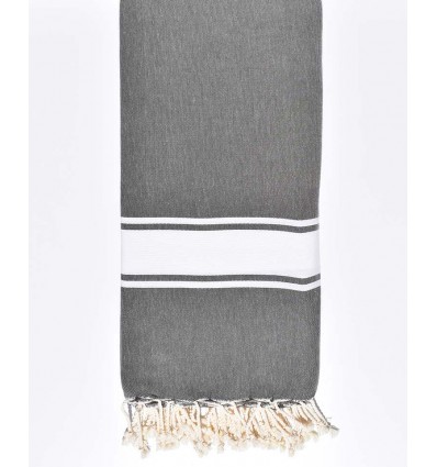 Beach towel double size color brown bistre strip white  2m/2m