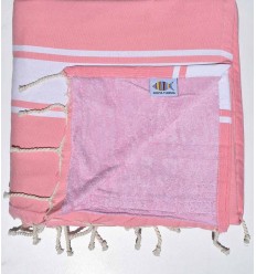 Fouta doublée éponge rose dragée