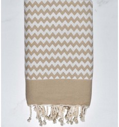 Fouta zigzag grège