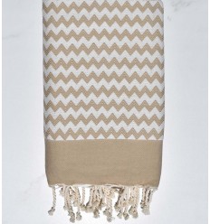 Fouta zigzag grège