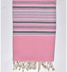 Serviette de plage arabesque rose clair et gris