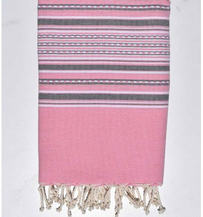 Serviette de plage arabesque rose clair et gris