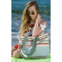 sac de plage 5 couleurs gris,rouge,blanc crémé,vert forêt et café