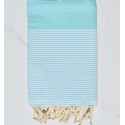 Fouta nid d'abeille azurin clair avec rayures