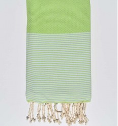 Fouta nid d'abeille vert anis avec rayures