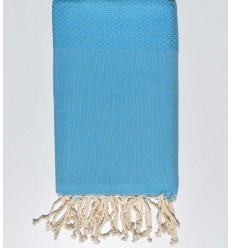 Serviette de plage nid d'abeille unie bleu Cyan