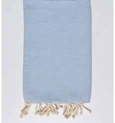 Serviette de plage nid d'abeille unie bleu pastel