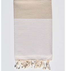 Fouta nid d'abeille beige moyen