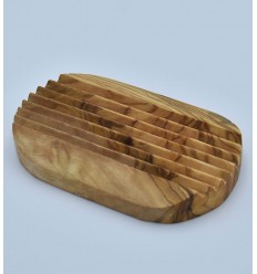 Porte savon en bois d'olivier en forme ovale