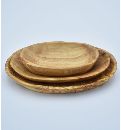 Série 3 raviers ovale en bois d'olivier