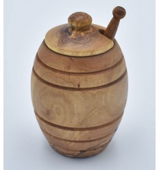 Olive wood honey pot