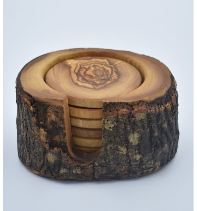 Olive Wood Coasters + support