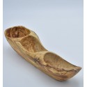 Olive wood appetizer dish with 3 holes