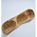 Plat apéritif en bois d'olivier avec 3 trou