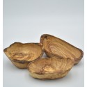 Set de 3 ravier rustique en bois d'olivier