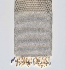 Fouta nid d'abeille beige moyen avec lurex argenté