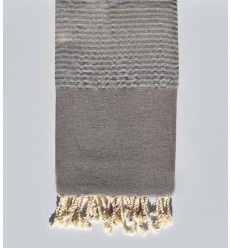 Fouta Plate taupe avec lurex argenté