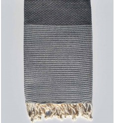 Fouta nid d'abeille gris foncé avec lurex argenté