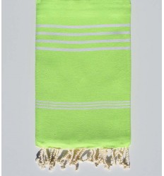 Serviette de plage vert fluo avec rayures