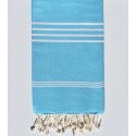 Serviette de plage bleu ciel avec rayures