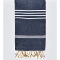 Serviette de plage Plate bleu jeans avec rayures blanc