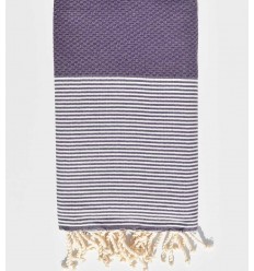 Fouta nid d'abeille violet avec rayures