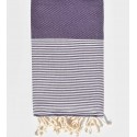 Fouta nid d'abeille violet avec rayures
