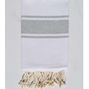 Fouta plate blanche avec bandes gris