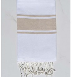 Fouta plate avec bandes beige