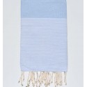 Fouta nid d'abeille bleu ciel avec rayures