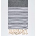 Fouta nid d'abeille gris fer avec rayures
