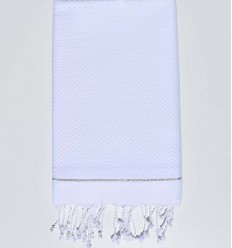 Fouta unie blanche avec une bande lurex aux extrémités