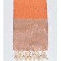 Fouta nid d'abeille orange brûlée avec lurex argent