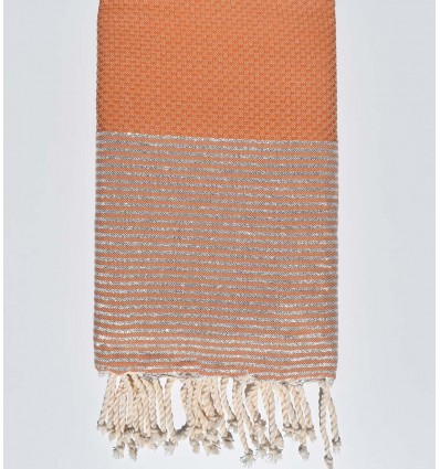 Fouta nid d'abeille ocre avec lurex