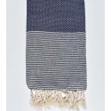 Fouta nid d'abeille bleu foncé avec lurex