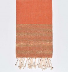  burnt orange beach towel with silver lurex