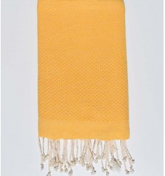 Fouta nid d'abeille unie jaune foncé