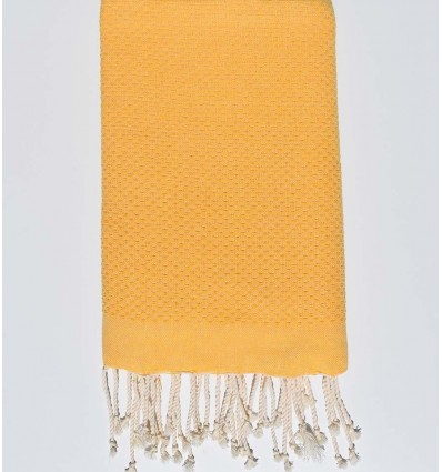 Fouta nid d'abeille unie jaune foncé