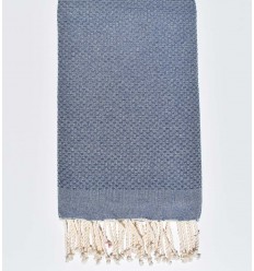 fouta nid d'abeille unie bleu gris