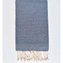 Fouta nid d'abeille unie couleur bleu gris