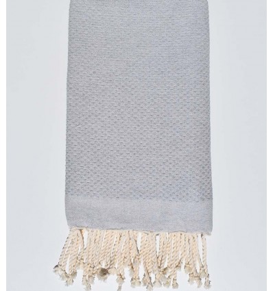 Fouta nid d'abeille unie couleur gris