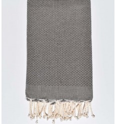 fouta nid d'abeille unie marron taupe