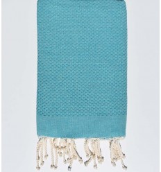 fouta nid d'abeille unie vert bleu