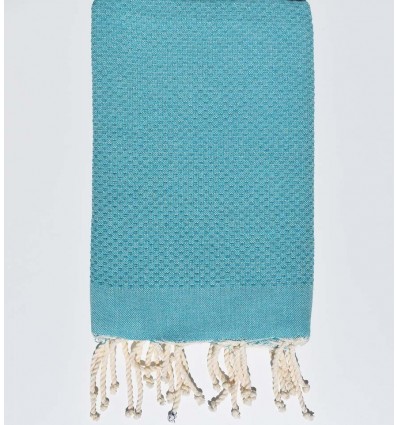 fouta nid d'abeille unie vert bleu