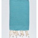 fouta nid d'abeille unie vert bleu