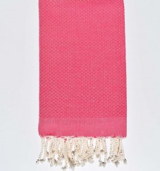 fouta nid d'abeille unie rose bonbon